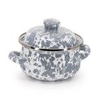 GY32S2 - Grey Swirl Petite Tureens - Set of 2 - Golden Rabbit Enamelware
