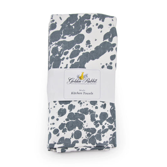 GY52 - Grey Swirl Kitchen Towel Set - of 2 - Golden Rabbit Enamelware