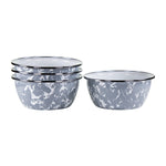 GY61S4 - Grey Swirl Salad Bowls - Set of 4, Grey - Golden Rabbit Enamelware
