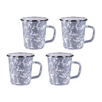 GY66S4 - Grey Swirl 16 oz Latte Mugs - Set of 4 - Golden Rabbit Enamelware