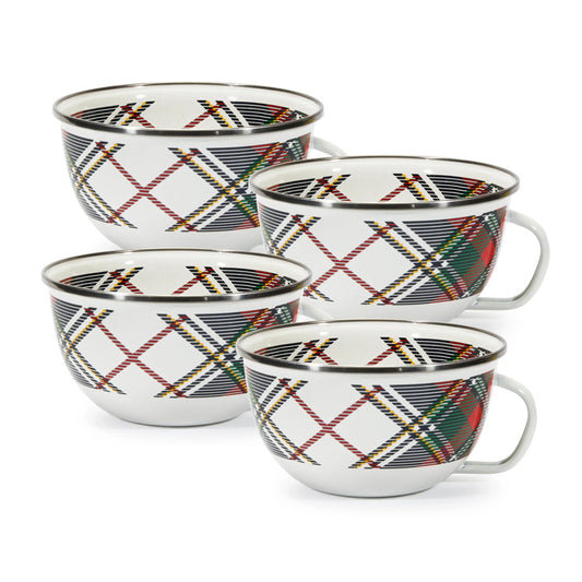 HP35S4 - Highland Plaid Sharing Bowls - Set of 4 - Golden Rabbit Enamelware