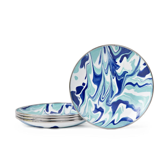 LG62S4 - Lagoon Appetizer Plates- Set of 4 - Golden Rabbit Enamelware
