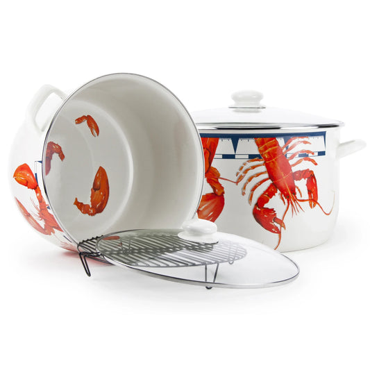 LS75 - Lobster 18 Qt Stock Pot - Golden Rabbit Enamelware