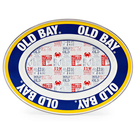 OB06 - Old Bay Oval Platter - Golden Rabbit Enamelware