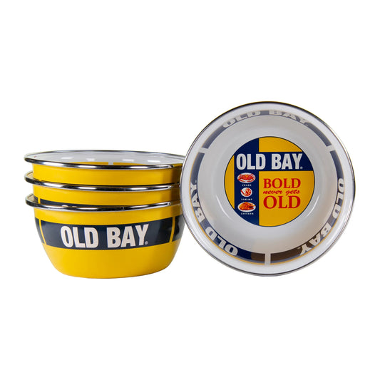 OB61S4 - Old Bay Salad Bowls - Set of 4 - Golden Rabbit Enamelware