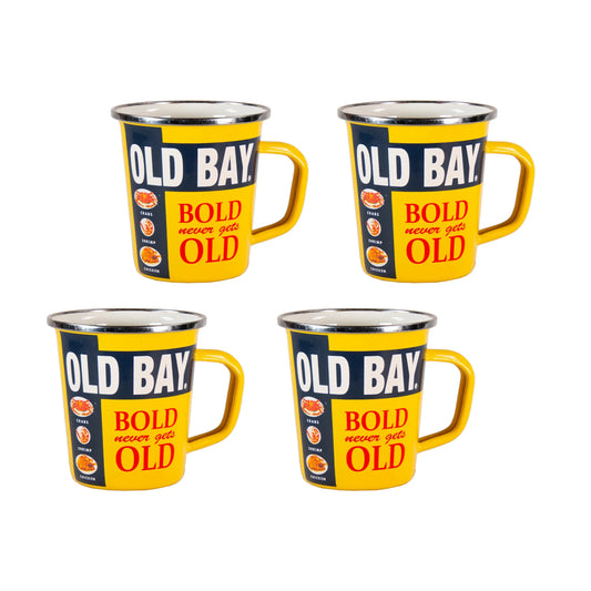 OB66S4 - Old Bay 16 oz Latte Mugs - Set of 4 - Golden Rabbit Enamelware