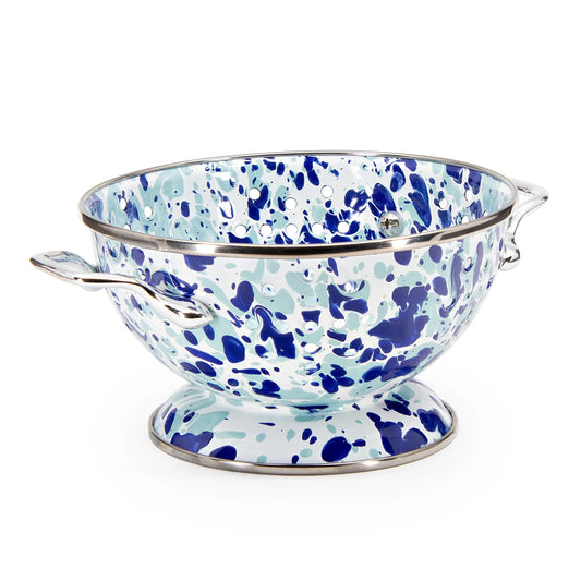 OC24 - Ocean Swirl Petite Colander - Golden Rabbit Enamelware