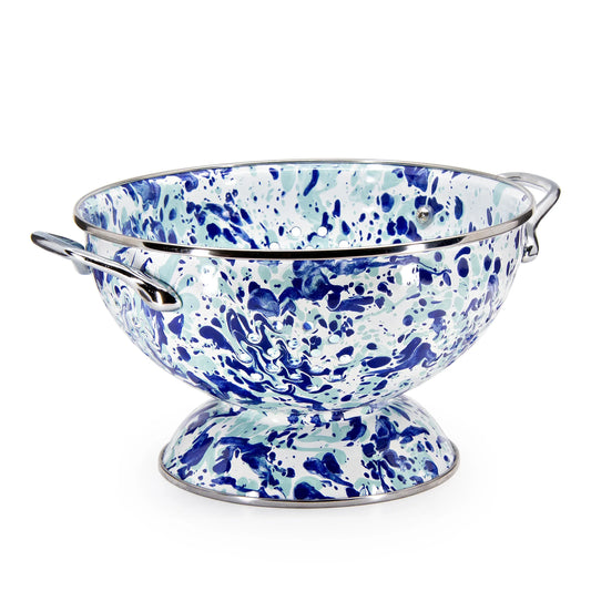OC27 - Ocean Swirl Medium Colander - Golden Rabbit Enamelware