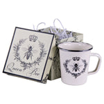 QB86 - Queen Bee 16 oz Latte Mug Gift Box - Golden Rabbit Enamelware