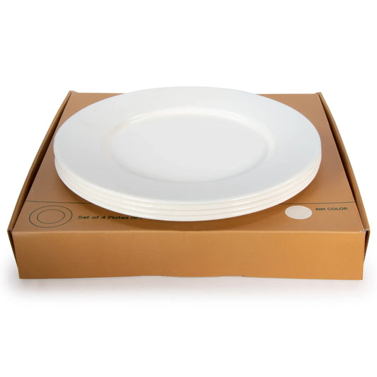 RCC91 - Cream Rolled Rim Plates- Set of 4 - Golden Rabbit Enamelware