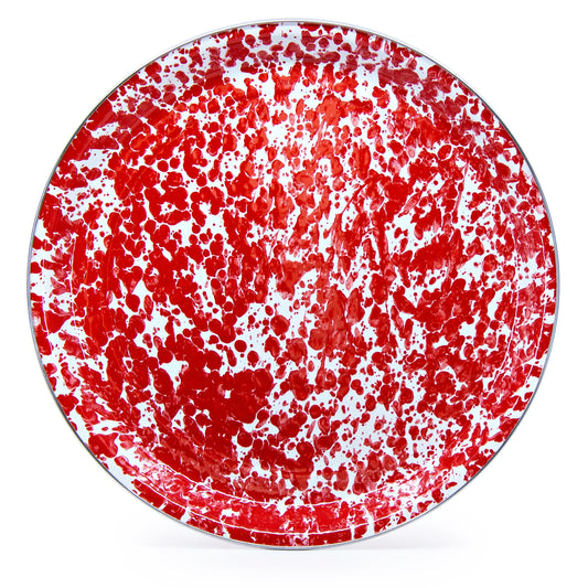 RD01 - Red Swirl Large Tray - Golden Rabbit Enamelware