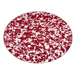 RD06 - Red Swirl Oval Platter - Golden Rabbit Enamelware