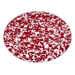 RD06 - Red Swirl Oval Platter - Golden Rabbit Enamelware