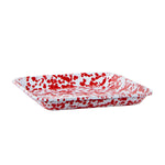 RD09S2 - Red Swirl Square Trays - Set of 2 - Golden Rabbit Enamelware