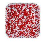 RD09S2 - Red Swirl Square Trays - Set of 2 - Golden Rabbit Enamelware