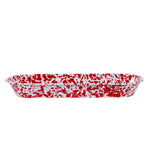 RD10 - Red Swirl Oval Basket - Golden Rabbit Enamelware