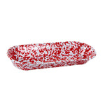 RD10 - Red Swirl Oval Basket - Golden Rabbit Enamelware