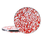 RD11S4 - Red Swirl Sandwich Plates - Set of 4 - Golden Rabbit Enamelware