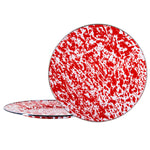RD26S2 - Red Swirl Chargers - Set of 2 - Golden Rabbit Enamelware