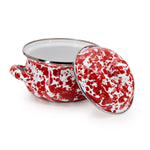 RD32S2 - Red Swirl Petite Tureens - Set of 2 - Golden Rabbit Enamelware