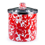 RD38 - Red Swirl Canister - Golden Rabbit Enamelware