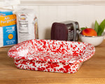 RD53 - Red Swirl Brownie Pan - Golden Rabbit Enamelware
