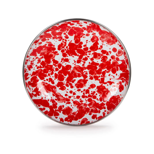 RD62S4 - Red Swirl Appetizer Plates- Set of 4 - Golden Rabbit Enamelware