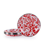 RD62S4 - Red Swirl Appetizer Plates- Set of 4 - Golden Rabbit Enamelware