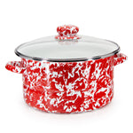 RD72 - Red Swirl 6 Qt Stock Pot - Golden Rabbit Enamelware