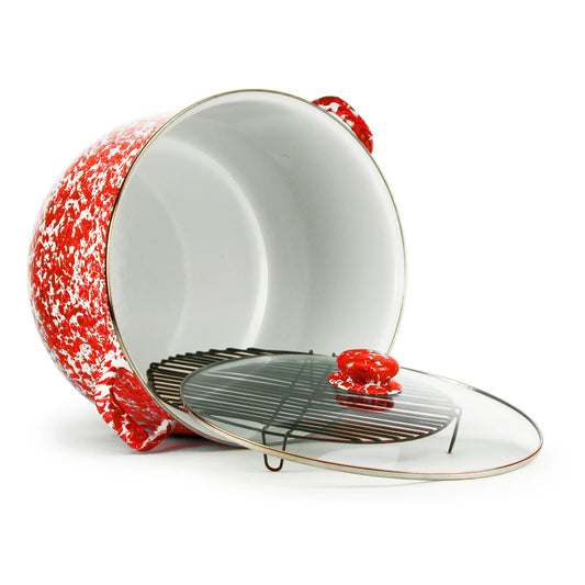 RD75 - Red Swirl 18 Qt Stock - Golden Rabbit Enamelware