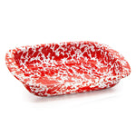 RD78 - Red Swirl Baking Pan - Golden Rabbit Enamelware