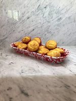 RD10 - Red Swirl Oval Basket - Golden Rabbit Enamelware