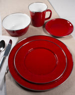 RR04S4 - Set of 4 Solid Red Pasta Plates   AltImage4