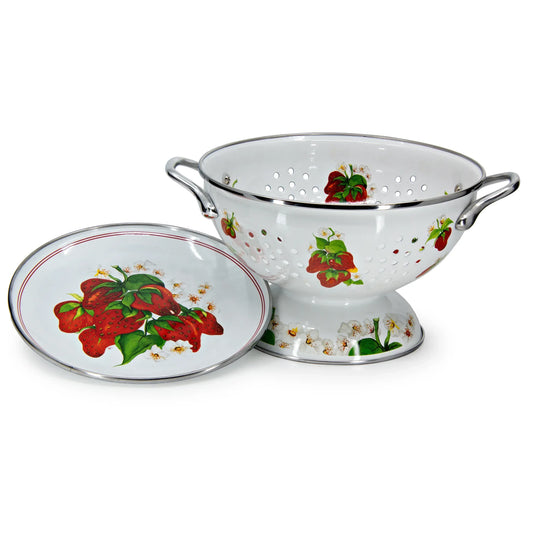 SB107 - Strawberry Colander Set - Golden Rabbit Enamelware
