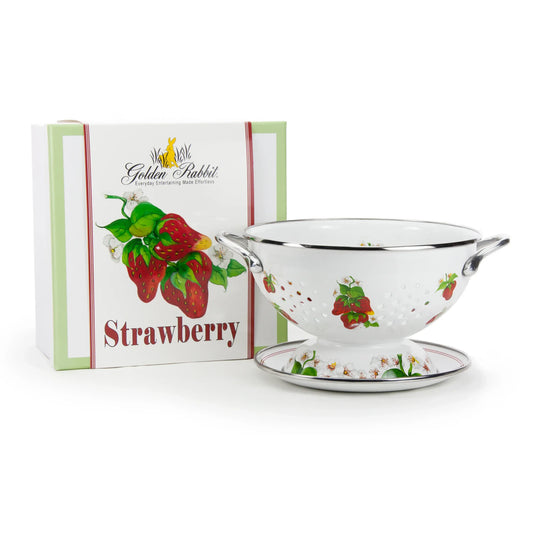 SB107 - Strawberry Colander Set - Golden Rabbit Enamelware