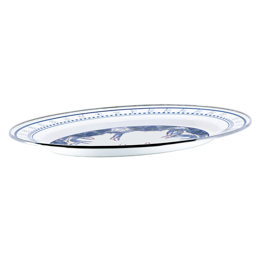 SE06 - Blue Crab Oval Platter - Golden Rabbit Enamelware