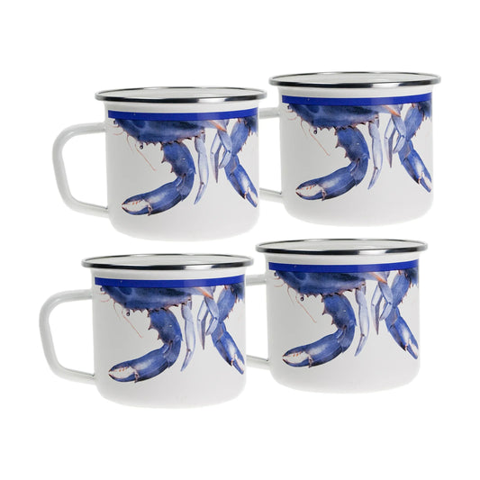 SE28S4 - Blue Crab 24 oz Grande Mugs - Set of 4 - Golden Rabbit Enamelware