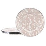 TP11S4 - Taupe Swirl Sandwich Plates - Set of 4 - Golden Rabbit Enamelware