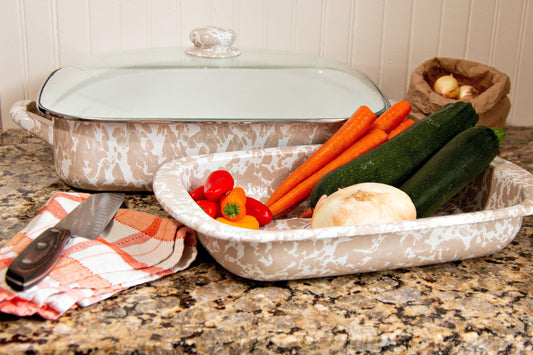 TP15 - Taupe Swirl Roasting Pan - 4