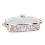 TP15 - Taupe Swirl Roasting Pan - Golden Rabbit Enamelware