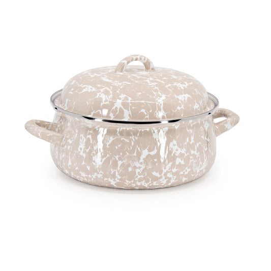 TP31 - Taupe Swirl Dutch Oven - Golden Rabbit Enamelware