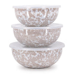 TP54 - Taupe Swirl Mixing Bowls - Golden Rabbit Enamelware