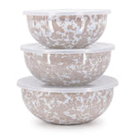 TP54 - Taupe Swirl Mixing Bowls - Golden Rabbit Enamelware