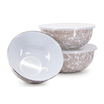 TP54 - Taupe Swirl Mixing Bowls - Golden Rabbit Enamelware
