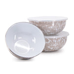 TP54 - Taupe Swirl Mixing Bowls - Golden Rabbit Enamelware