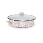 TP80 - Taupe Swirl Large Saute Pan - Golden Rabbit Enamelware