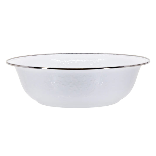 WW03 - White Solid Serving Bowl - Golden Rabbit Enamelware