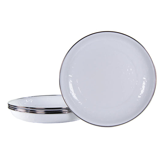 WW04S4 - Solid Pasta Plates - Set of 4, White - Golden Rabbit Enamelware