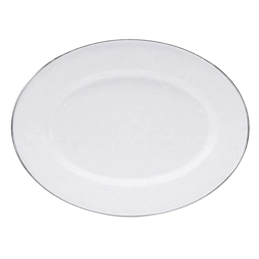 WW06 - Solid Oval Platter, White - Golden Rabbit Enamelware