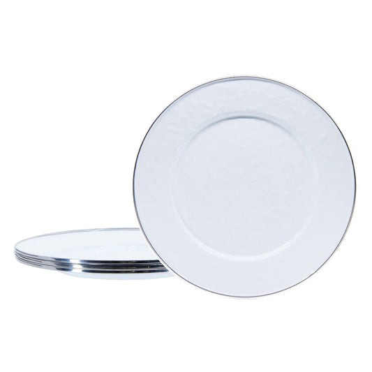 WW07S4 - White Solid Dinner Plates - Set Of 4 - Golden Rabbit Enamelware